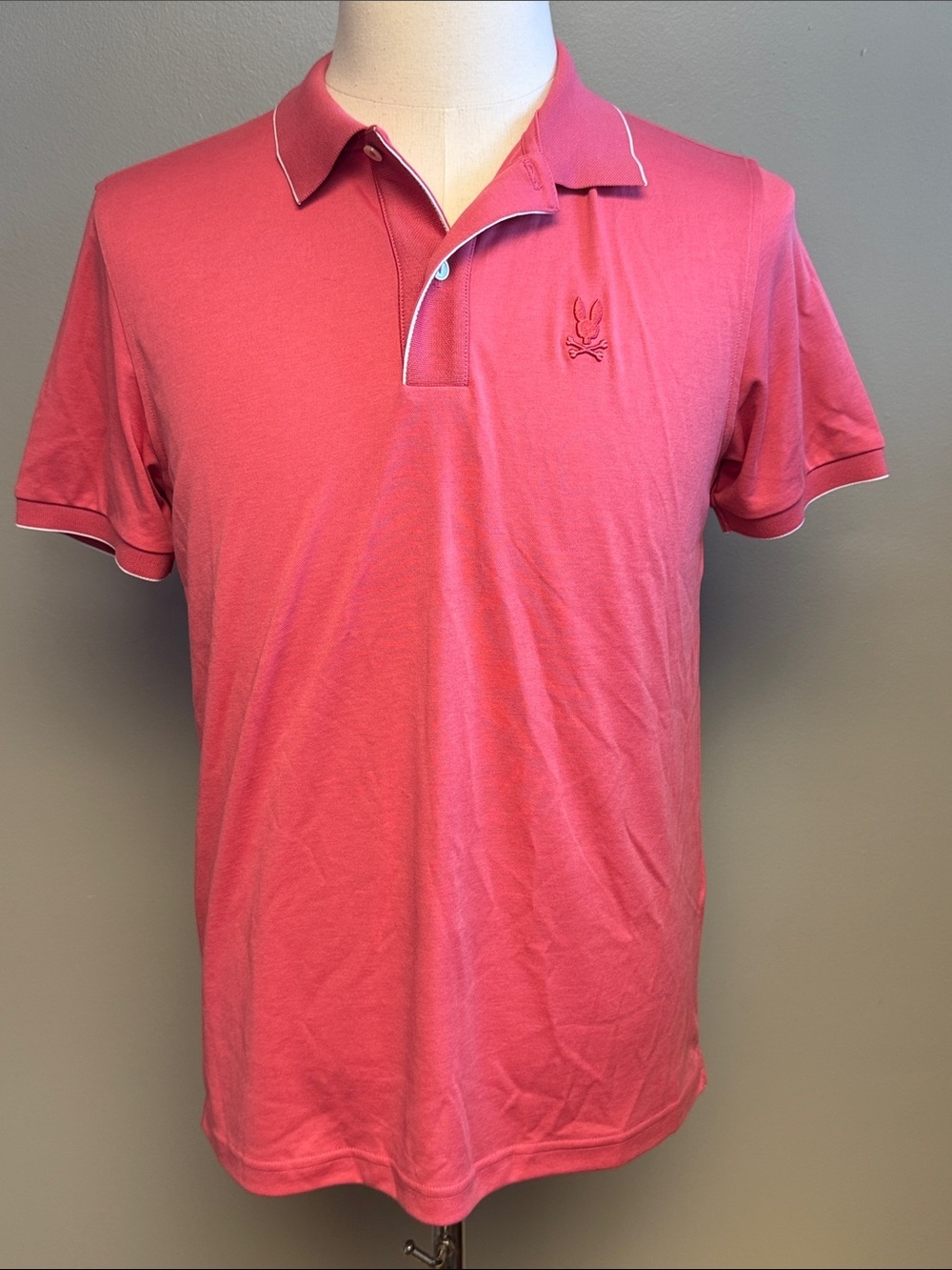 Psycho Bunny Pink Polo Shirt Men's Small Size 4 Embroidered Logo Pima Cotton